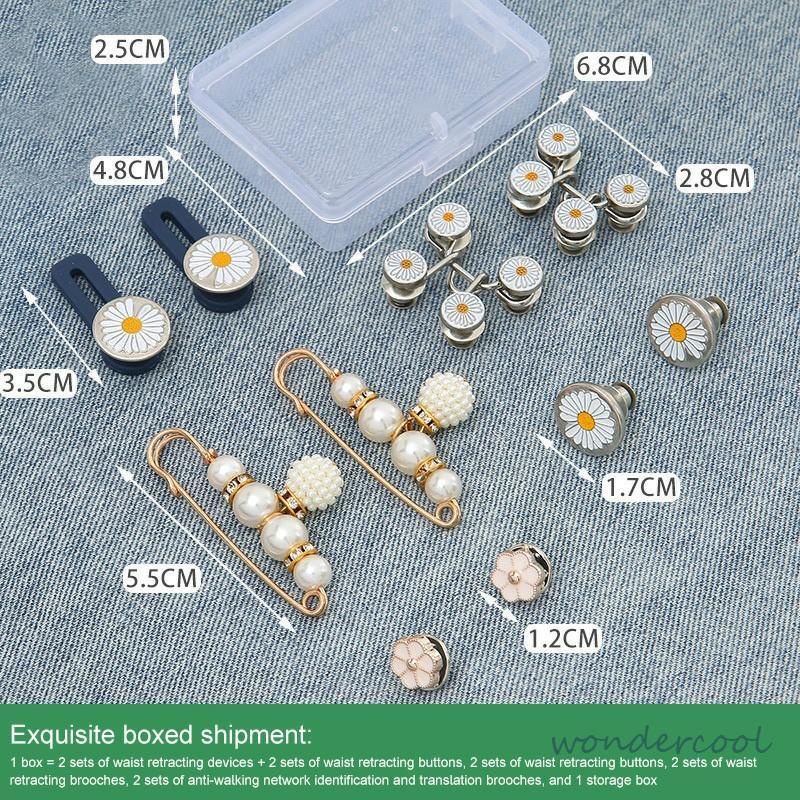 10 PCS Daisy Pattern Nail Gratis Dilepas Celana Denim Penyesuaian Pinggang Tombol Loga-Won