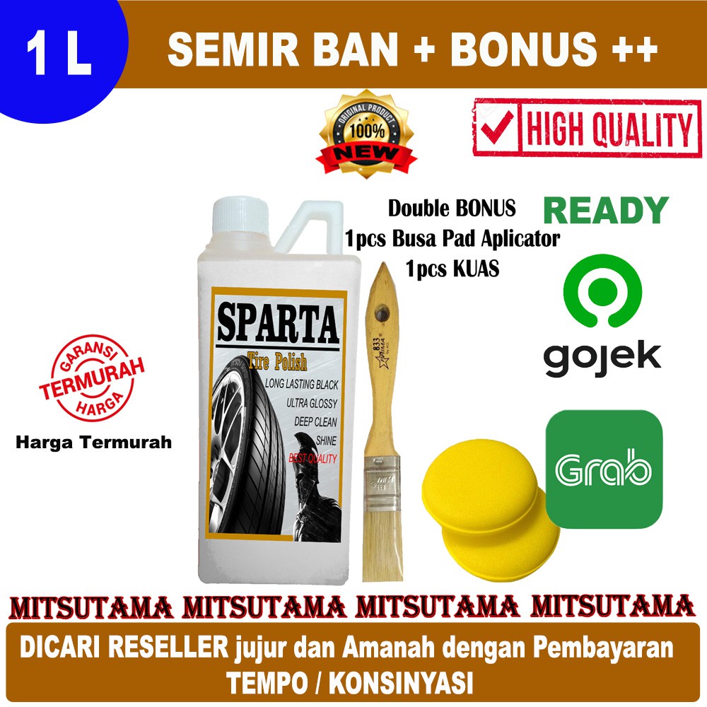 Semir Ban 1 liter BOTOL PUTIH SPARTA / Pengkilap Ban / Penghitam Ban Mobil Motor + Double BONUS