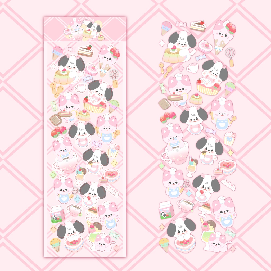 Galicici Stiker Motif Anjing / Kucing Lucu Untuk Dekorasi Kartu Foto DIY