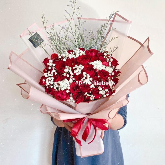 

40 ROSE RED PREMIUM BOUQUET / HADIAH BUKET VALENTINE / BUNGA SEGAR FVV41321