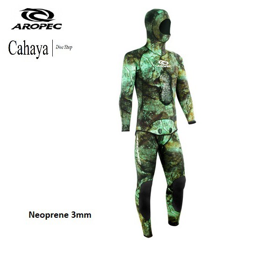 Aropec Wetsuit Open Cell Camo Green 3mm 2pc