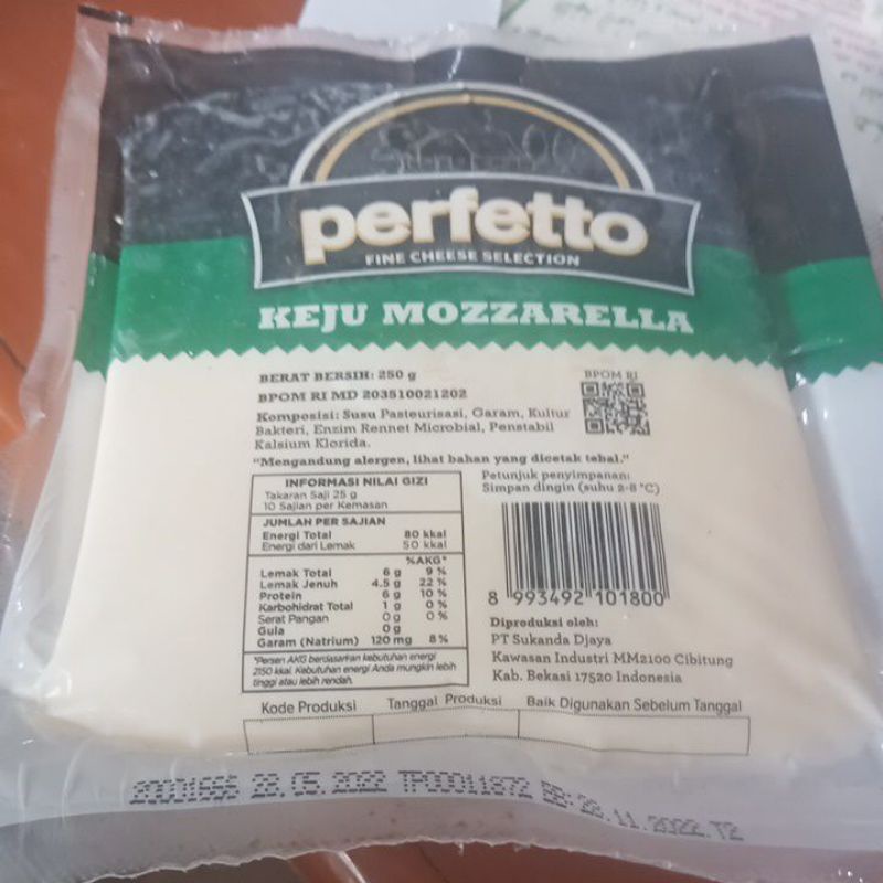 

Keju Mozarella Perfetto 250gr