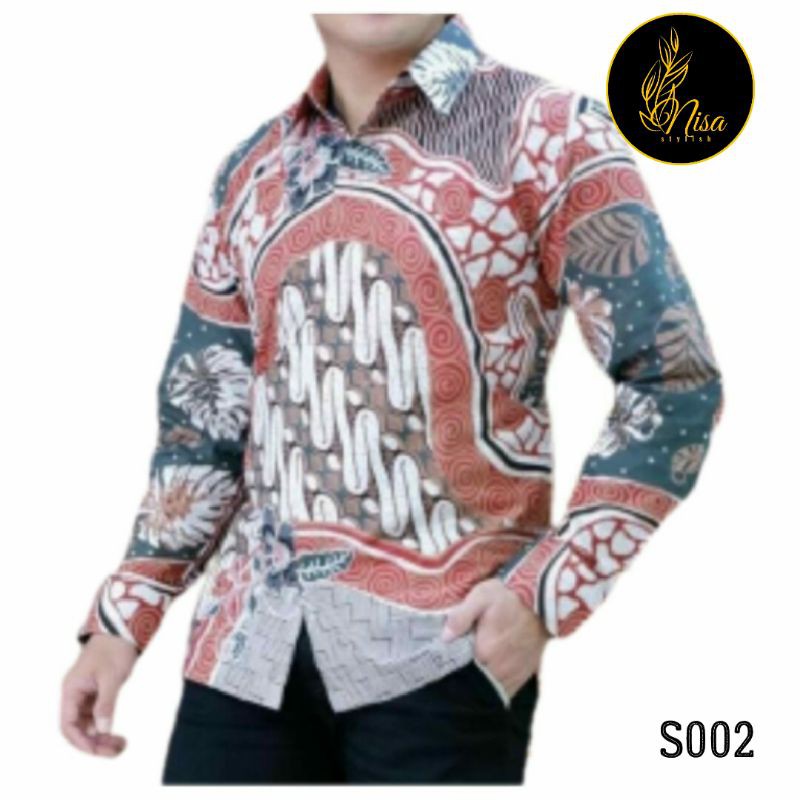 Nisastylish S002 kemeja batik pria lengan panjang keren size kecil - bigsize