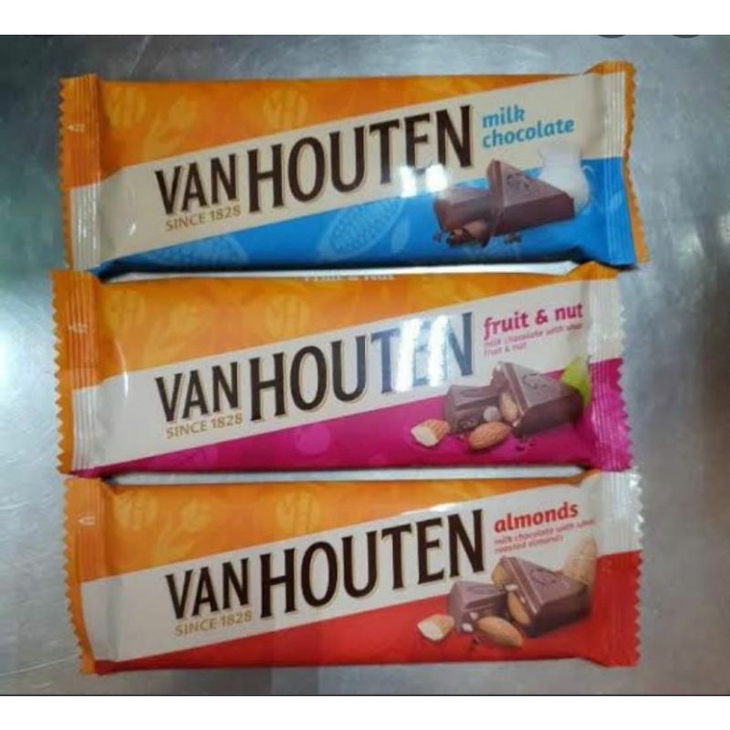 

coklat VANHOUTEN 55g milk Mede fruit& nut / penikmat coklat / cemilan