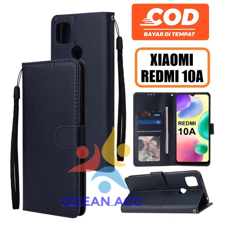 DOMPET HP UNTUK XIAOMI REDMI 10A NEW 2022 LEATHER FLIP WALLET CASE UNTUK XIAOMI REDMI 10A NEW 2022