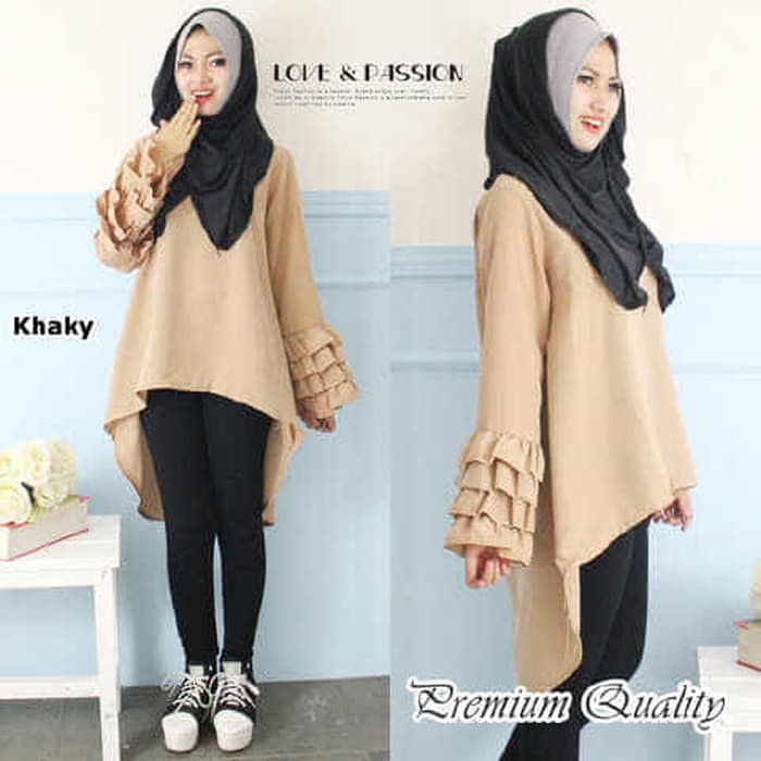 Baju Wanita BM  [Rempley hijab FT] blouse wanita twiscone cream BL Baju Grosir SS