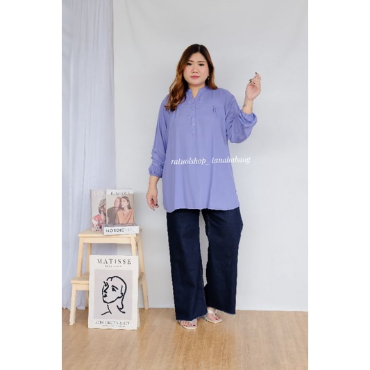 Blus Polos Royal Purple - Ungu Muda - Blouse Polos Rayon Ungu  - Atasan Rayon - Atasan Wanita - Baju