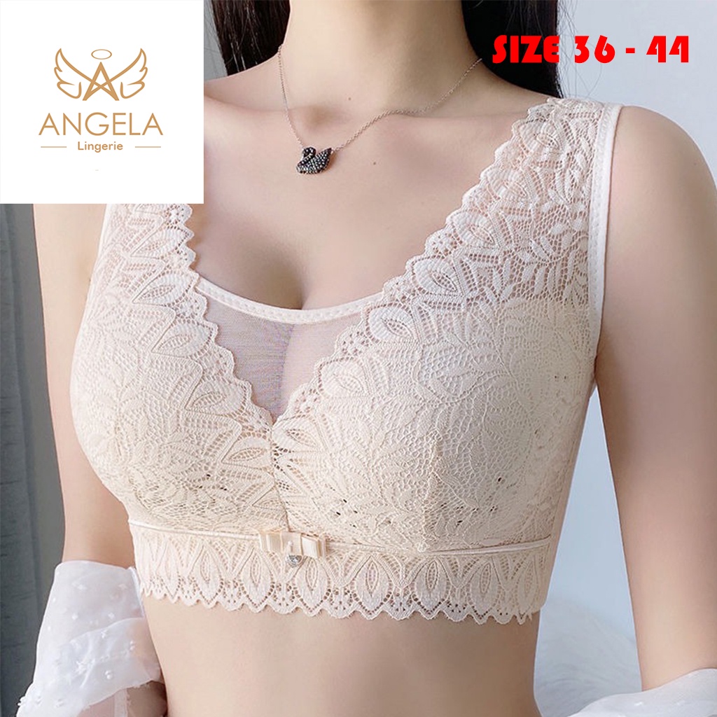 ANGELA PREMIUM JAPAN Bra BH JUMBO SIZE 36 - 44 Ukuran Besar Push Up Tanpa Kawat Wanita Bikini Sport Beha Lingerie Korea Fashion Bralette Remaja Perempuan Sexy COD Renang Motif Bunga Cewek Pita Bunga Murah Mami Bralette