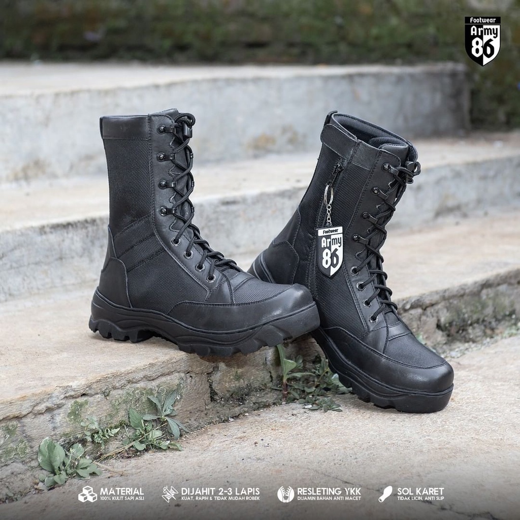 SEPATU PDL ARMY 86 JTN BAHAN KULIT SAPI ASLI SEPATU PDL DINAS LAPANGAN TNI POLRI SECURITY SATPAM