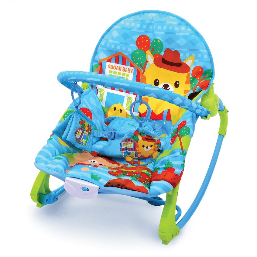 Sugar Baby My Rocker 3 Stages Little Farm Blue Biru Bouncer Bayi