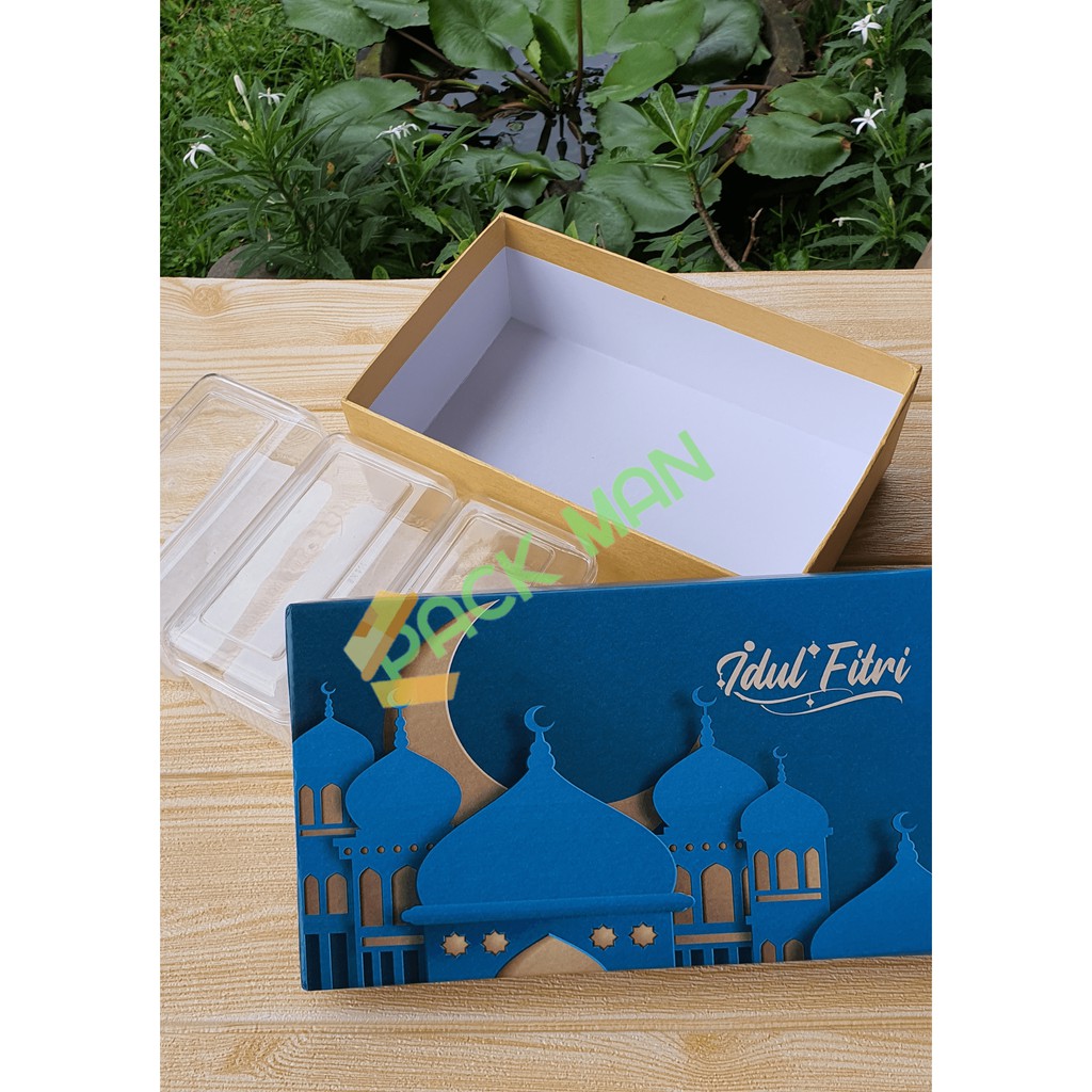

Kotak Kue Lebaran Panjang Biru 24.5 x 15 x 8
