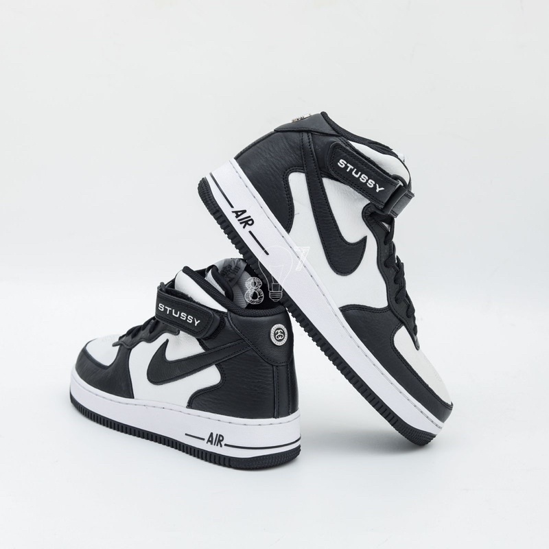 Air Force 1 Mid Stussy Black White Panda