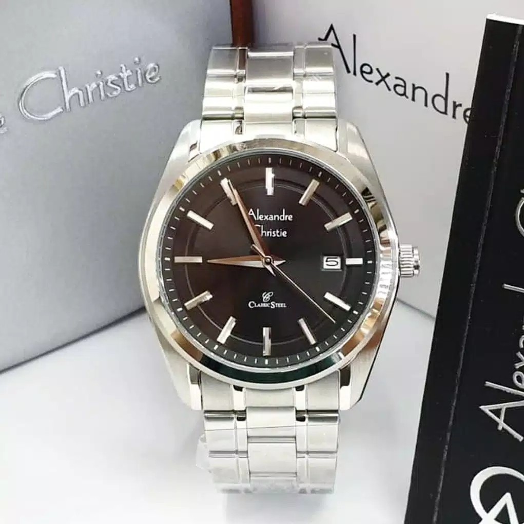 AC alexandre Christie AC 8618 pria original stainless steel silver hitam