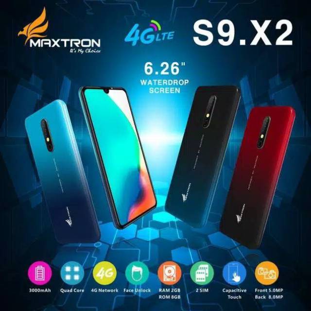 Hp Maxtron S9 X2 S9 X2 Jaringan 4g 4glte Waterdrop Screen 6 3inc Glowing Garansi Resmi Setahun New Shopee Indonesia