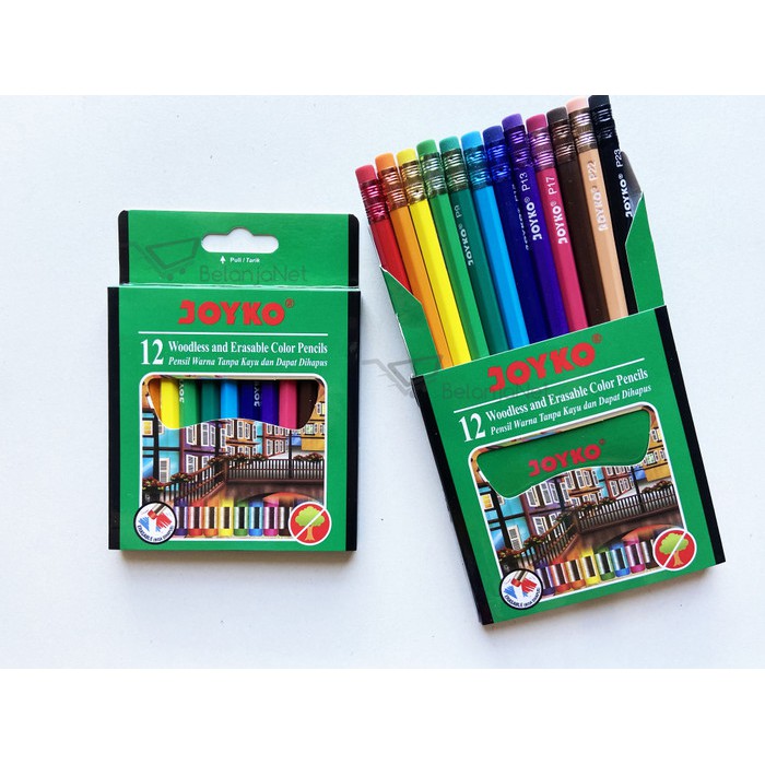 Pensil Warna Dapat Dihapus | Erasable Joyko CP-120 1 SET = 12 Warna