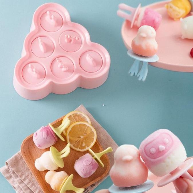 SALE Cetakan Silikon Es Krim Puding Jelly Lucu Popsicle Mold 6cups Triangle/ALAT MASAK SET/ALAT MASA