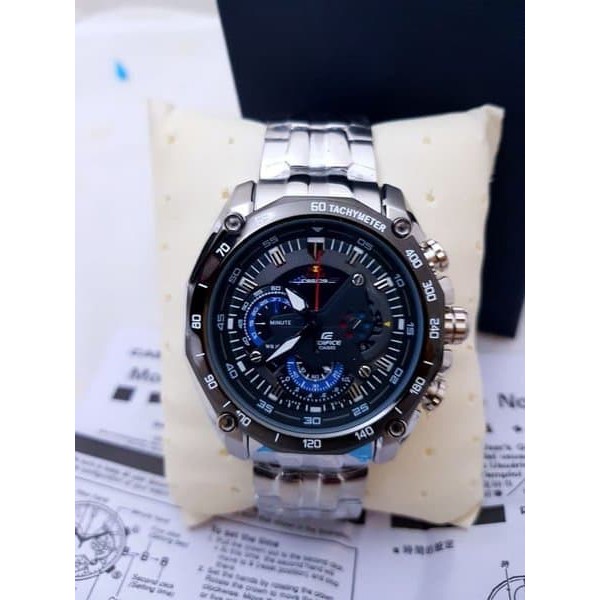 Jam Casio Edifice EFR 550D - 1Av Stainless Silver Dial Black RedBull