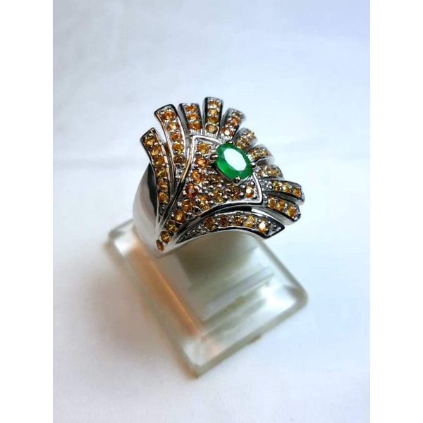 jamrud kolombia minor dan memo ring perak ukuran 8