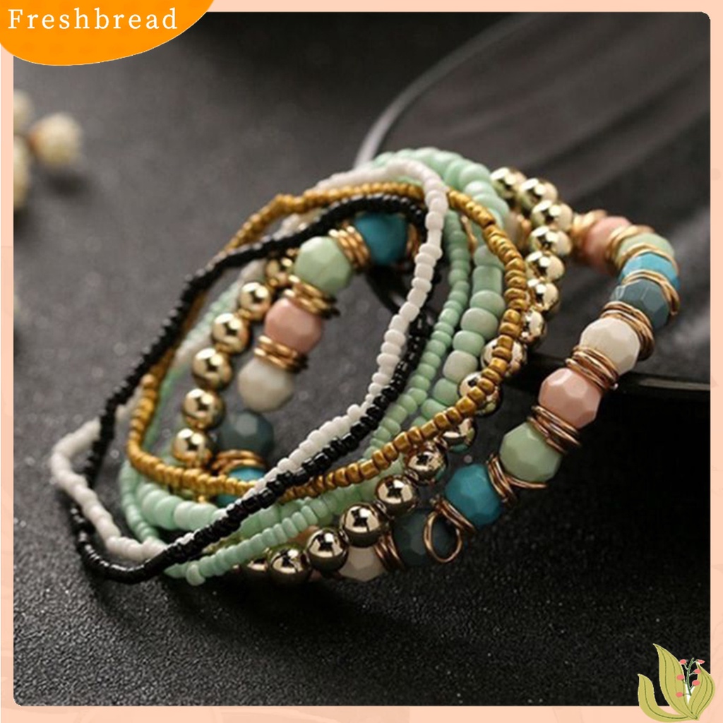 [TERLARIS]7Pcs/Set Women Boho Bohemian Mix Style Multilayer Elastic Beaded Bracelets for Banquet Party