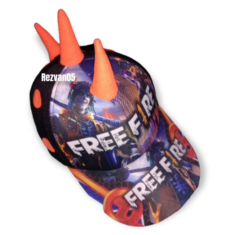 TOPI ANAK KARAKTER BOBOIBOY TANDUK,TOPI ANAK PRINT DEPAN ,TOPI ANAK USIA 2-7TAHUN-FREE FIRE .8