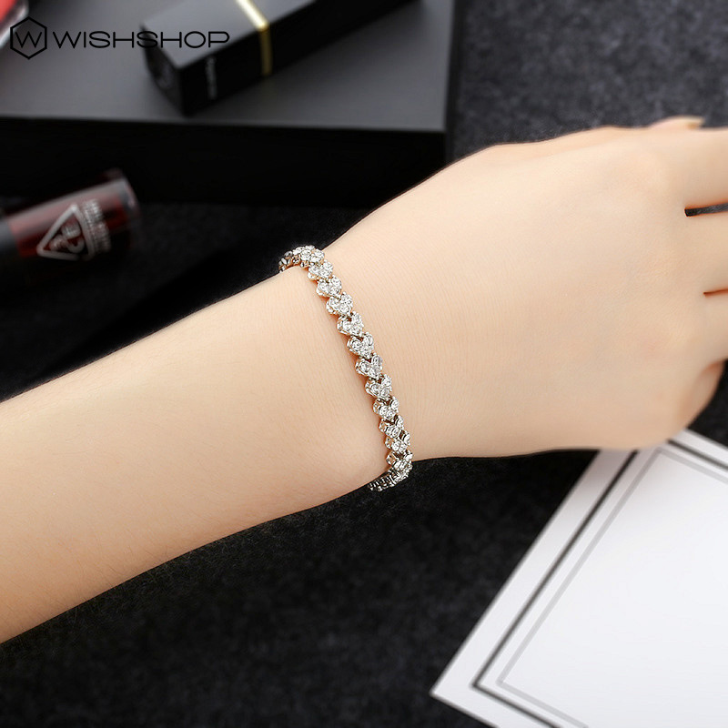 [Women Roman Heart Zircon Diamond Crystal Pendant Couples Bracelets] [Girls Chain Korean INS Charm Bracelet] [Women Jewellery Gifts]