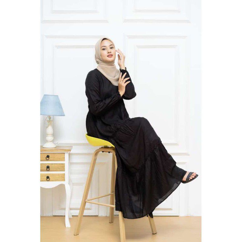 PROMO TERBARU Hanum Dress Polos / Casandra Dress Rayon / Gamis Putih / Busui Friendly / Gamis Wanita