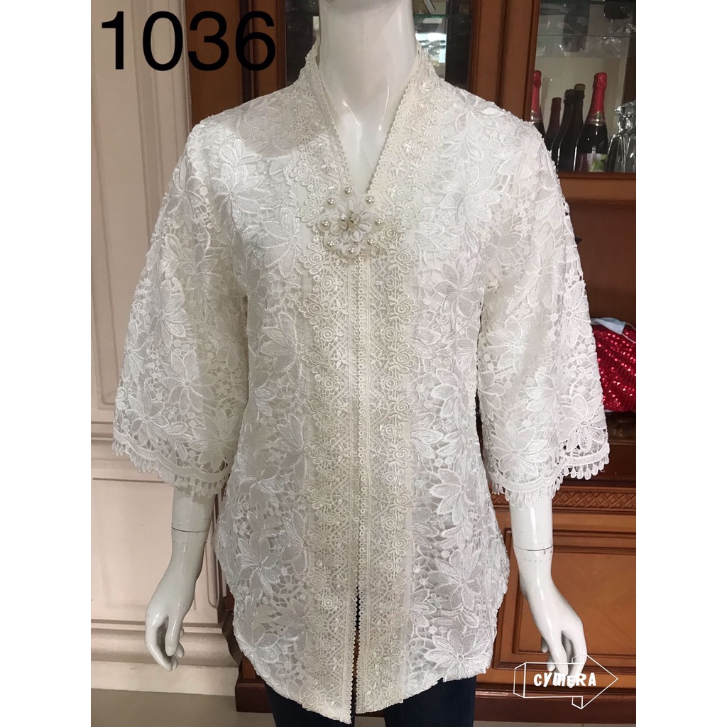 1164/1505 kebaya alexuez full brukat tebal bros putih