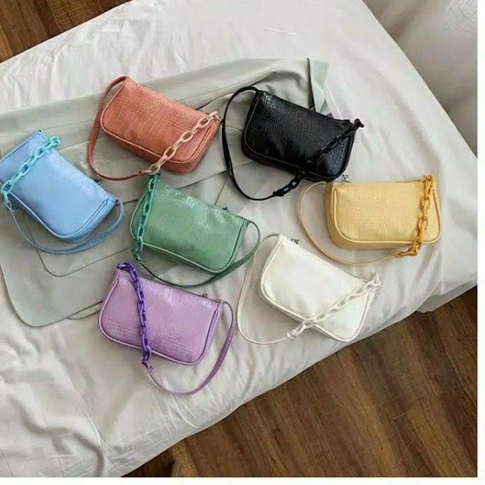 ✹ BIG SALE TAS BAHU CROCO RANTAI PLASTIK FEMINIM ➵