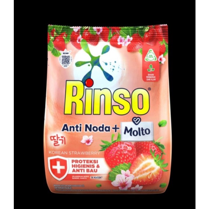 Rinso Korean Stroberi 700gr Detergent Bubuk Rinso Anti Noda Anti Bakteri Rinso