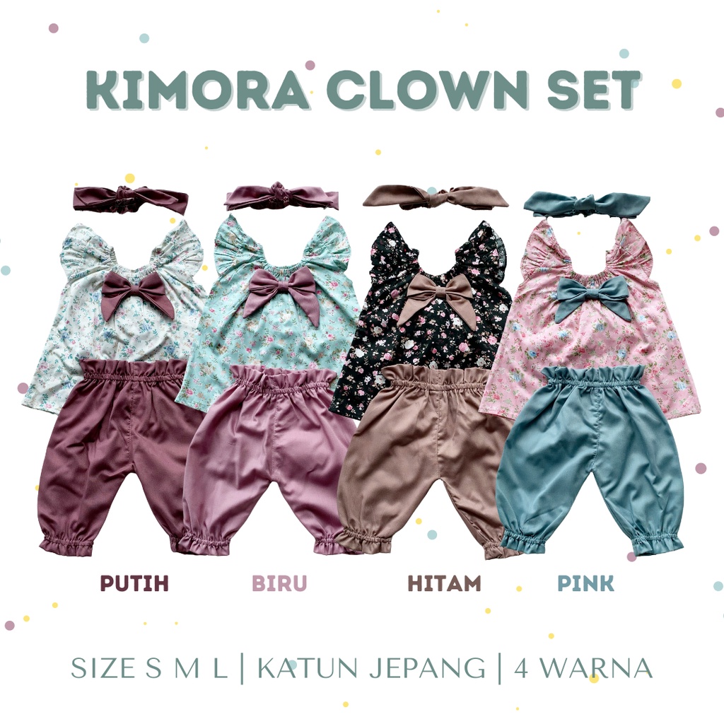 talitha MIKAYLA KYLA clown set 0-2 tahun katun jepang baju bayi fashion anak cewe setelan