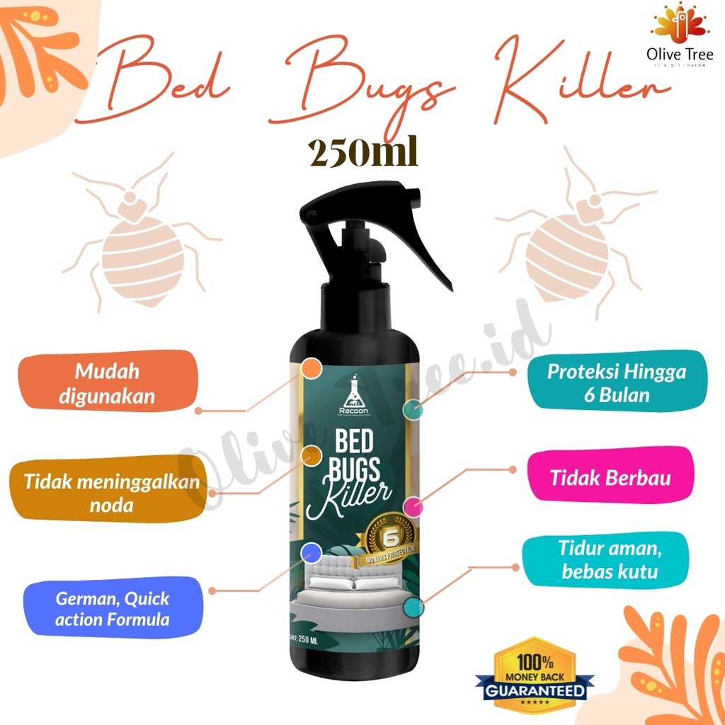 Racoon Bed Bugs Killer Racoon Obat Anti Kutu Kasur  / Anti Tungau / Tahan 6 bulan 1x aplikasi kutu busuk 250ml 250 ml