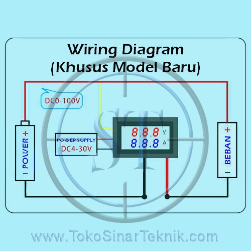 Dual Voltmeter Ampermeter Display Frame Voltemeter Ammeter Double Led Volt Meter Merah Biru  0.28&quot; 0-100DCV + 10A Plus Socket Kabel