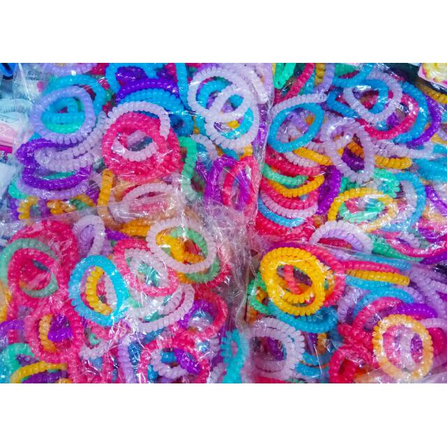 Karet rambut spiral besar/kabel telepon ulir isi 12 pcs