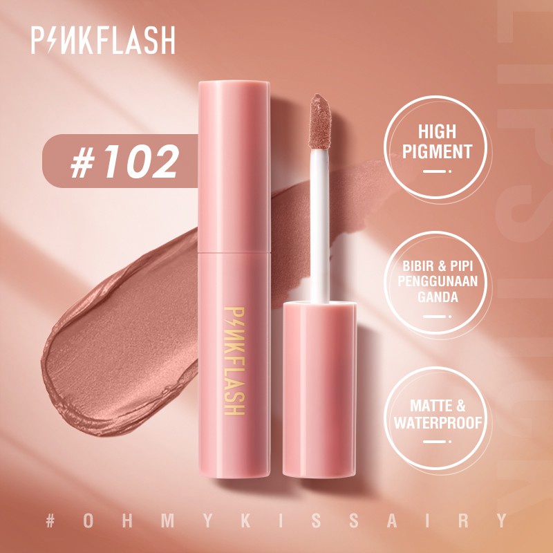 PINKFLASH OhMyKissAiry Kiss Air Waterproof Lasting 8h Matte Lip Cheek Tint  #102 Lipstick