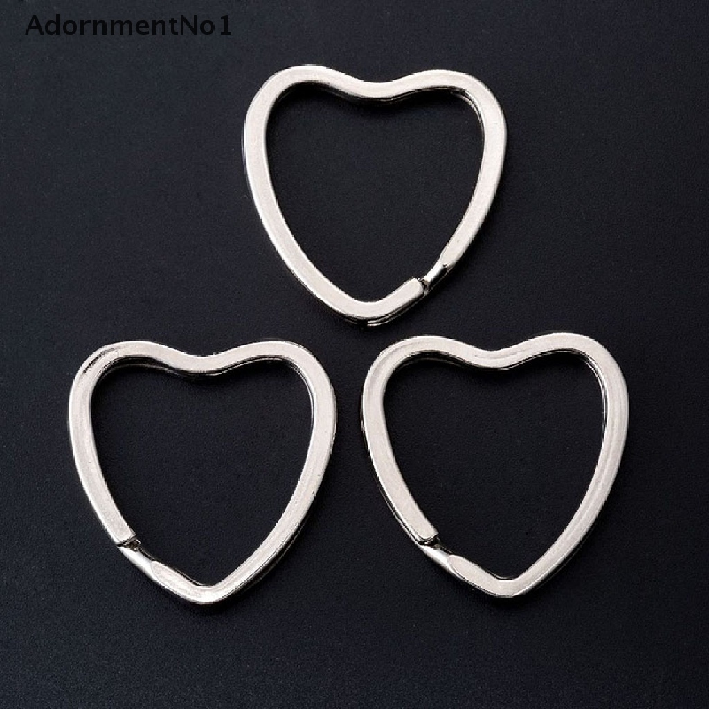 (AdornmentNo1) 10pcs Ring Gantungan Kunci Bentuk Hati Bahan Metal