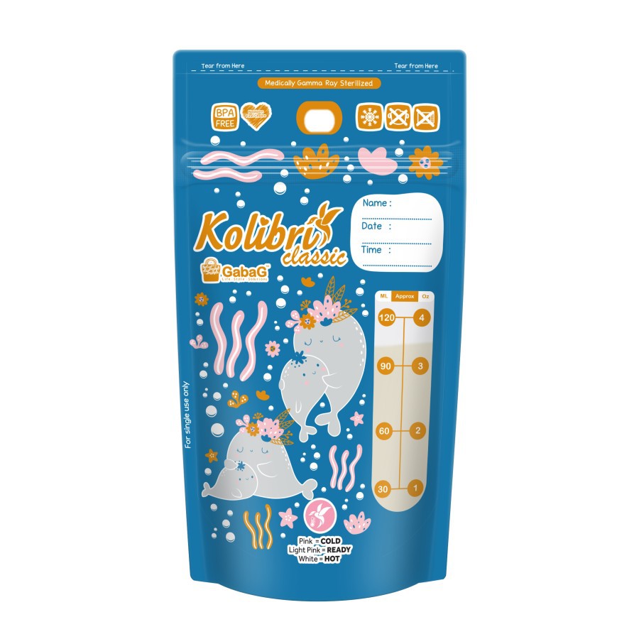 Gabag-Kantong Asi Kolibri Classic 120 ml Whale - Paus 120 ml