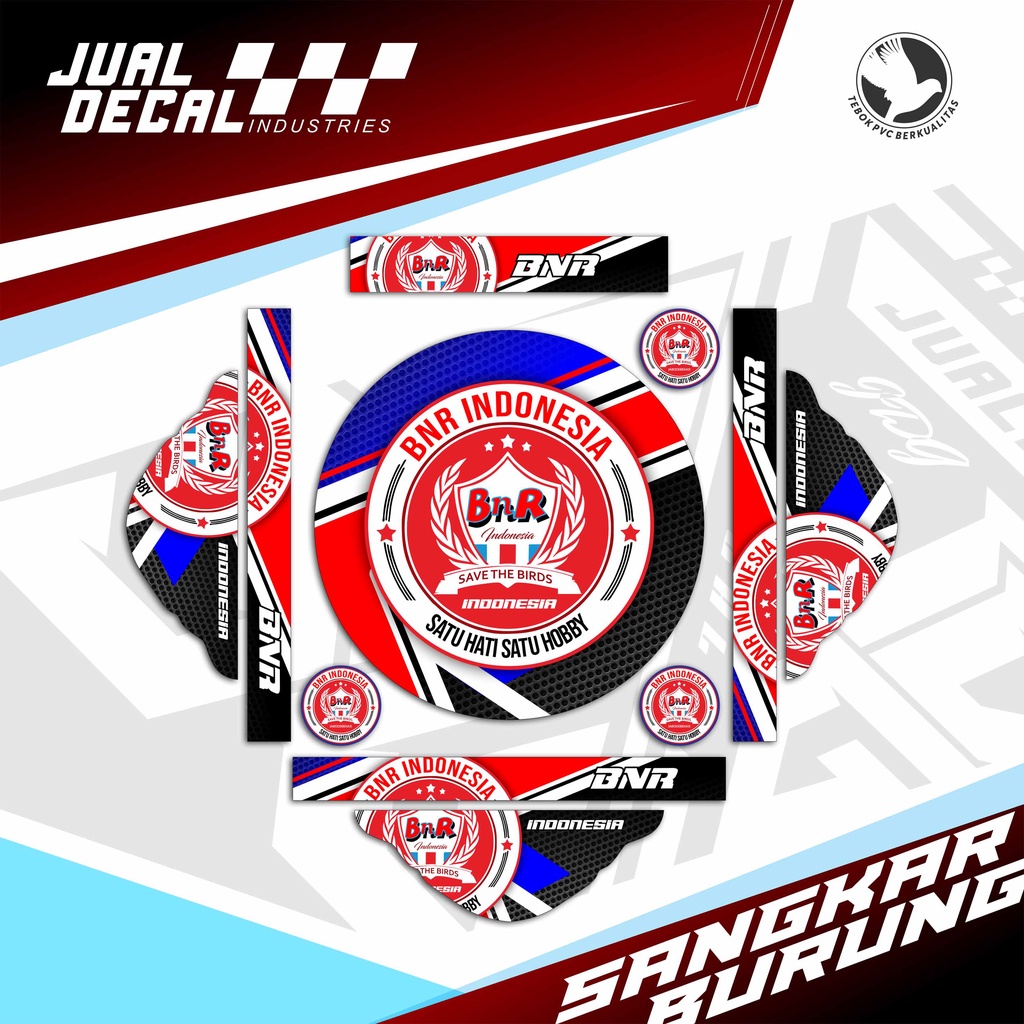 Stiker Sangkar Lovebird motif BNR Decal Tebok Love Bird Kandang Burung Bulat Bisa Custom Variasi