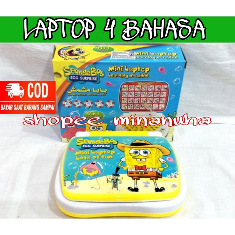 MAINAN LAPTOP B/O 4 BAHASA // MAINAN LAPTOP LAYAR 4 BAHASA Alat Bantu Belajar