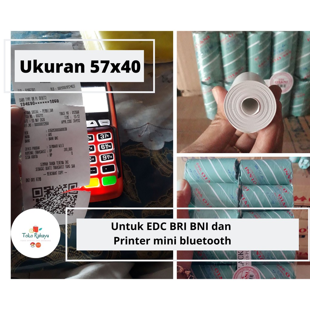 

Kertas Thermal 57x40 Kertas Printer Thermal Kertas Roll EDC BNI BRI Kertas Printer Mini Bluetooh
