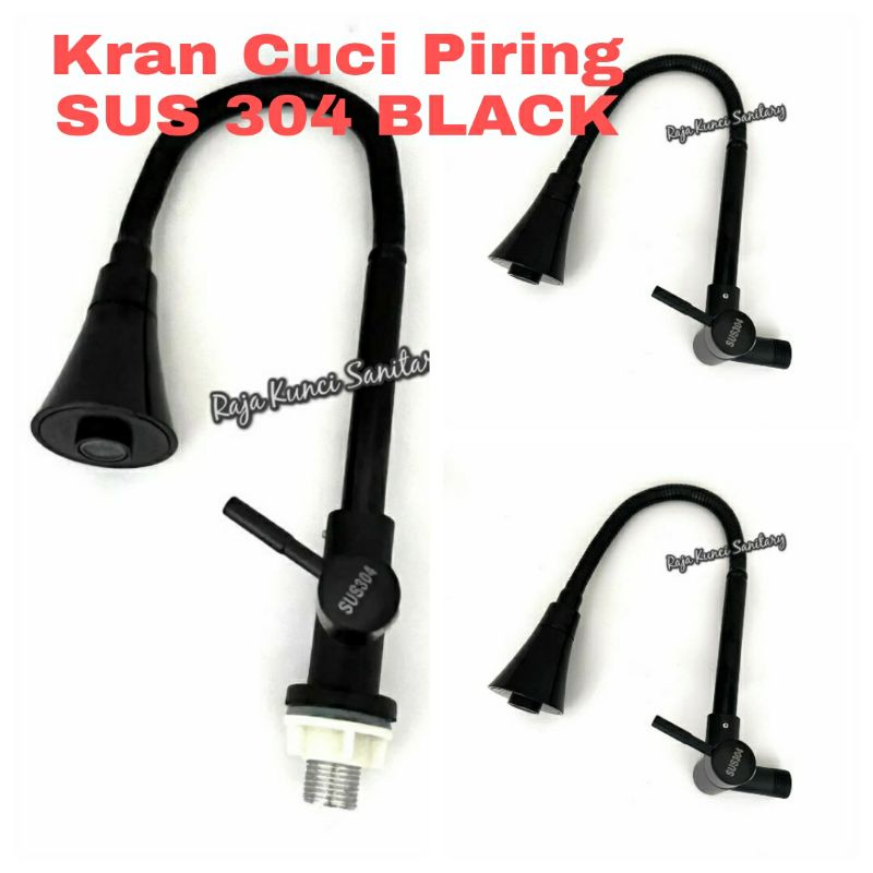 Kran Angsa Flexibel Stainless SUS 304 Hitam Black/Kran Cuci Piring Stainlesa SUS 304 Full Black