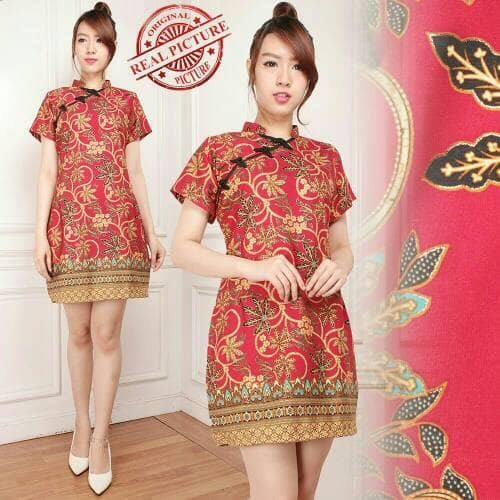 promo leaf cheongsam baju dress cina baju dress batik jumbo murah sale adat murah kualitas bagus