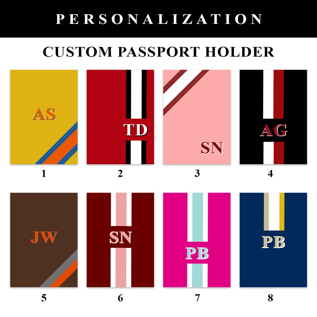 Passport Cover Sampul Paspor Custom Initial Bahan Saffiano Leather