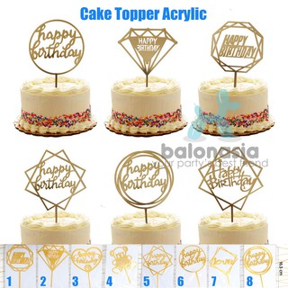 Balonasia Cake Topper Ulang Tahun Hiasan  Kue  Gold 