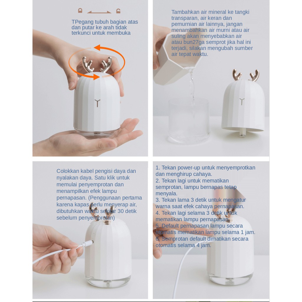 Goojodoq Air Aroma Mini Humidifier / Purifier Diffuser Memberikan 1 Oil Essential