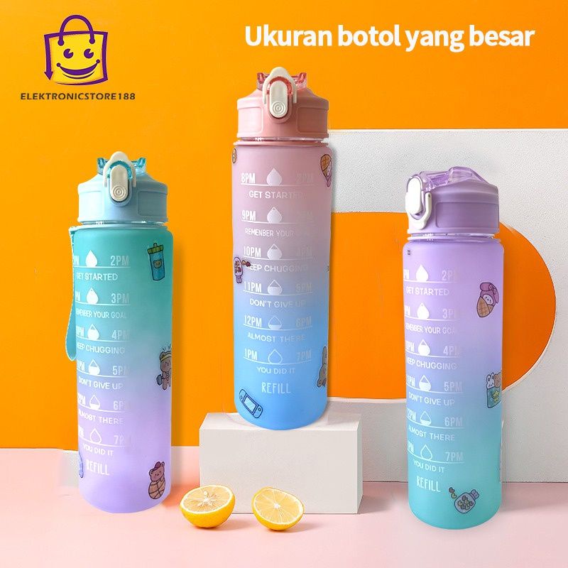 COD Botol minum 1 Liter viral, Motivasi Buat Anak korea 900ml gradiasi