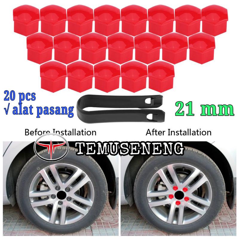 Cover Baut Mobil 1 Set Isi 20 Ukuran 21Mm Velg Mobil Tutup Baut Cover Lugnut Karet Murah