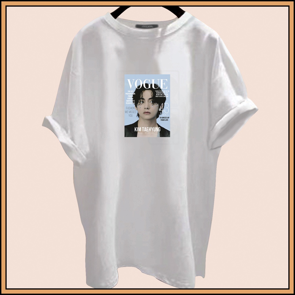 CALVIERO SHOP - BAJU KAOS ATASAN WANITA PRINT VOGUEE TAEKHYUNG LOGO GALAXY PRINT