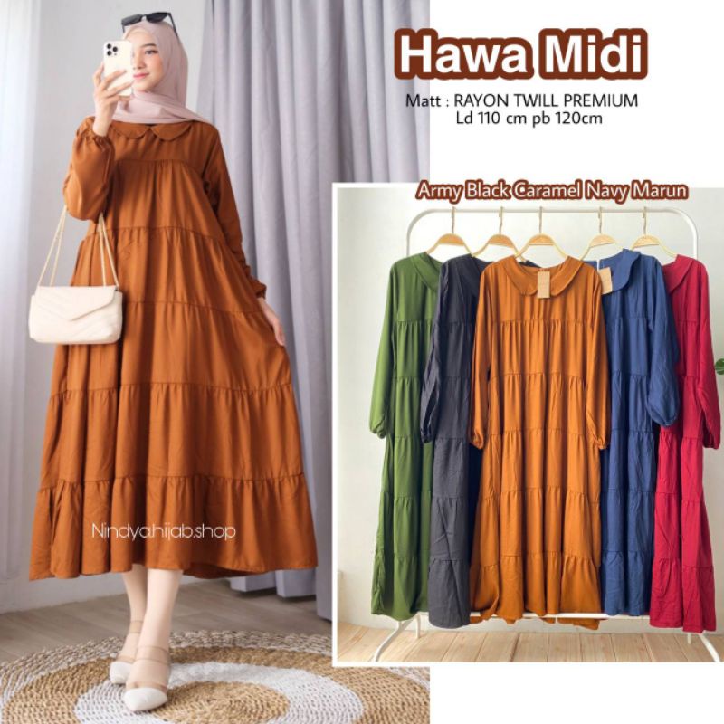 HAWA MIDI DRESS KATUN RAYON TWILL