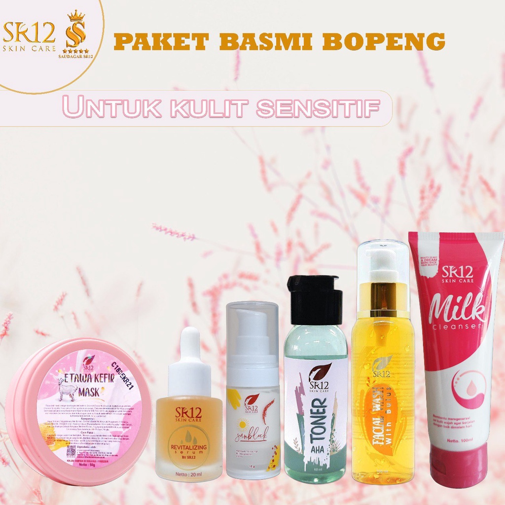 PAKET BOPENG KULIT SENSITIF SR12 / PAKET BERJERAWAT / PAKET PERAWATAN WAJAH BPOM / Paket perawatan wajah original / premium / berkualitas / terbaik / termurah / bpom / saudagarsr12