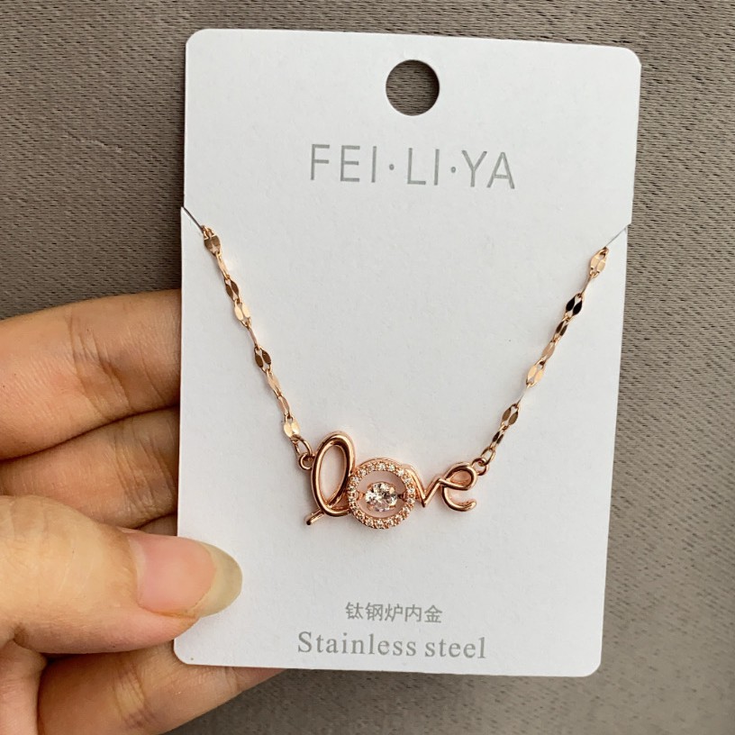 [New] Kalung fashion aksesoris titanium korea hadiah cewek anti karat KK192 tulisan love